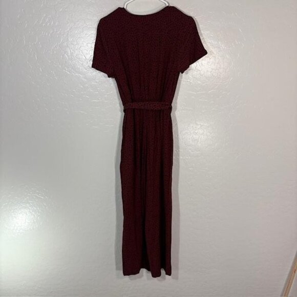 Rails Jumpsuit Womens XS Rust Spotted Jet Short Sleeve Tie Waist V Neck Wide Leg - Picture 5 of 8